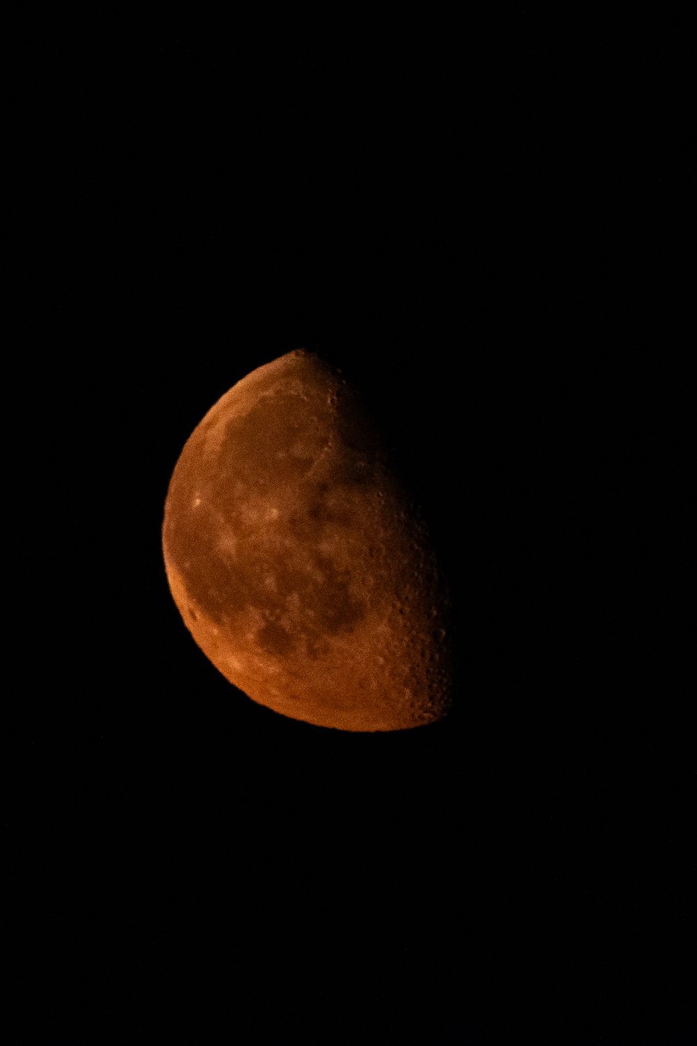 A stunning orange blood moon photographed against a dark night sky.