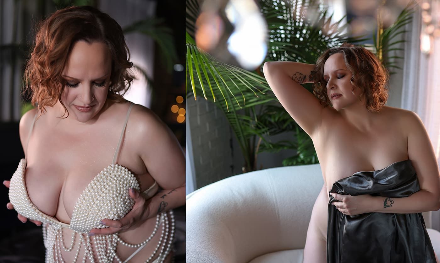 A romantic couple shares intimate moments in a series of candid photographs.