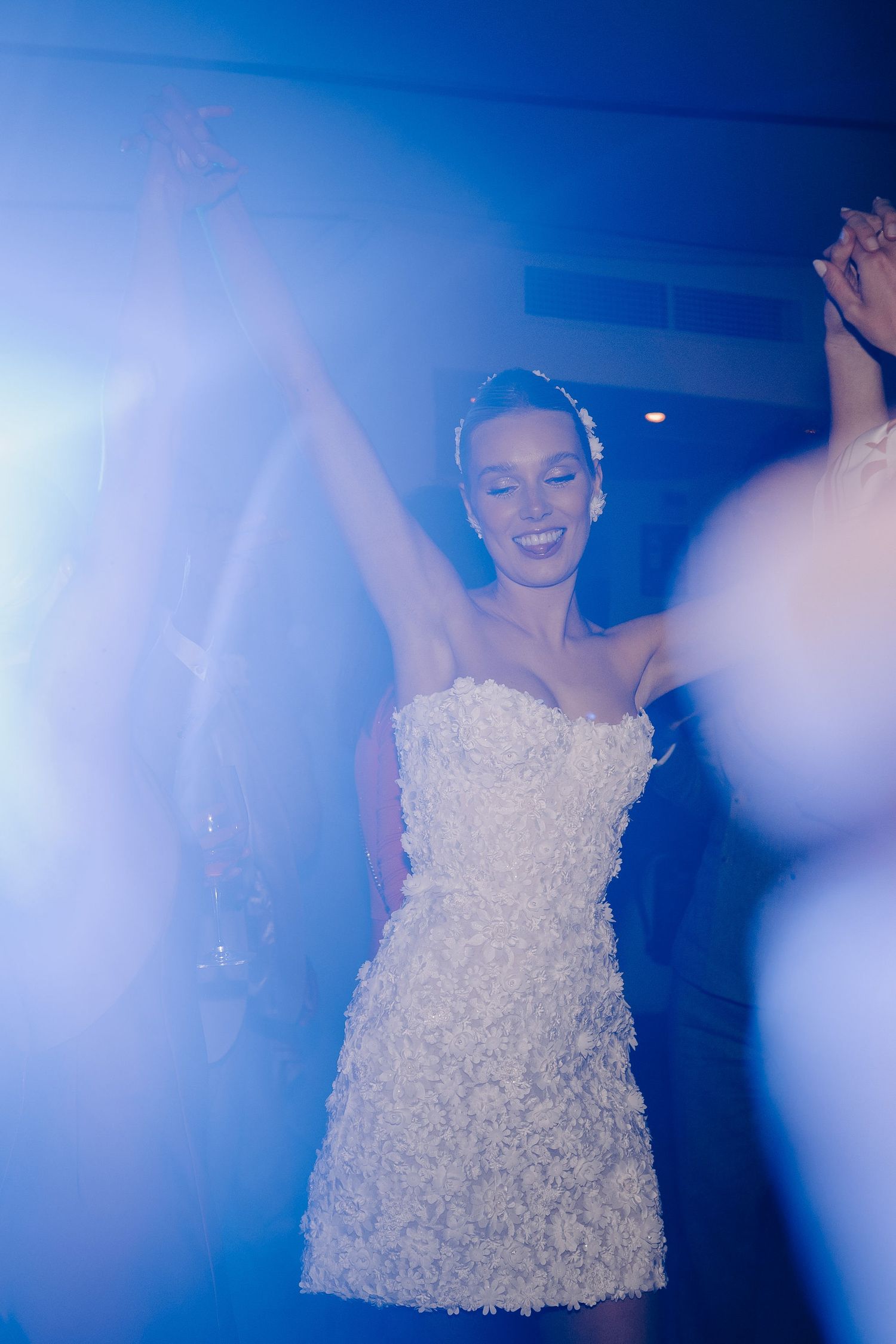 bride smiling and dancing during party at Amante Ibiza