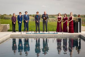 ceremony Garman Hill poolside jewel tone wedding