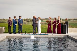 Garman Hill poolside jewel tone wedding