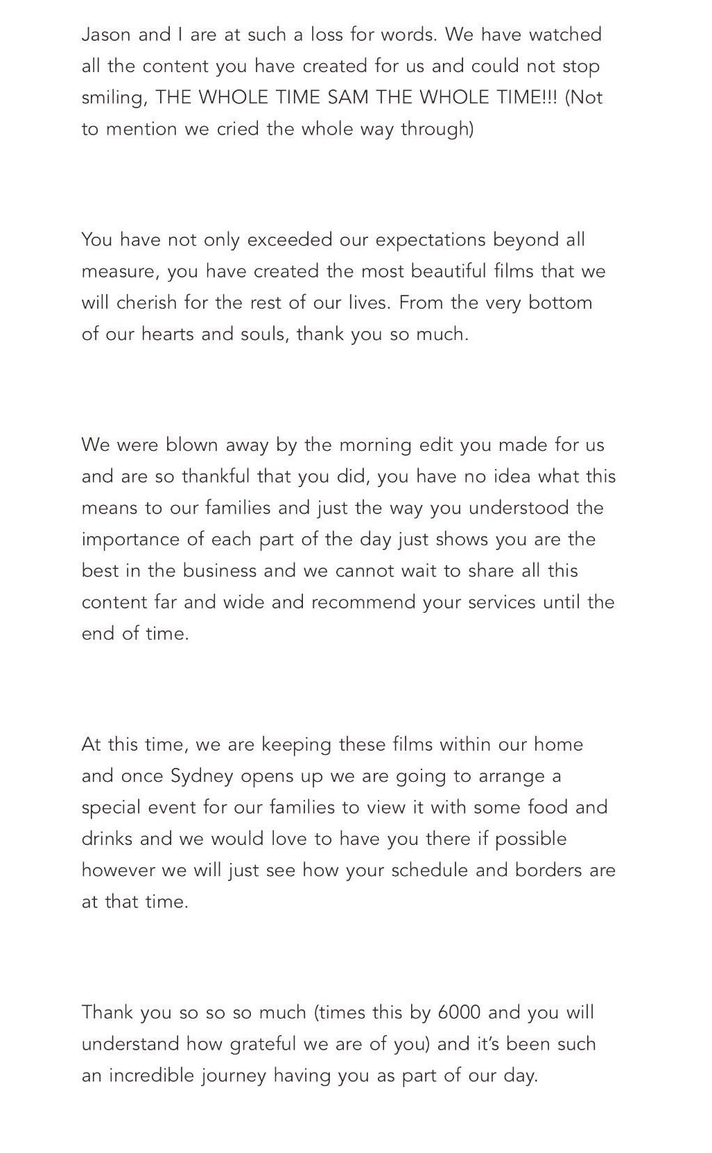 Toowoomba Wedding Videographer - Testimonial