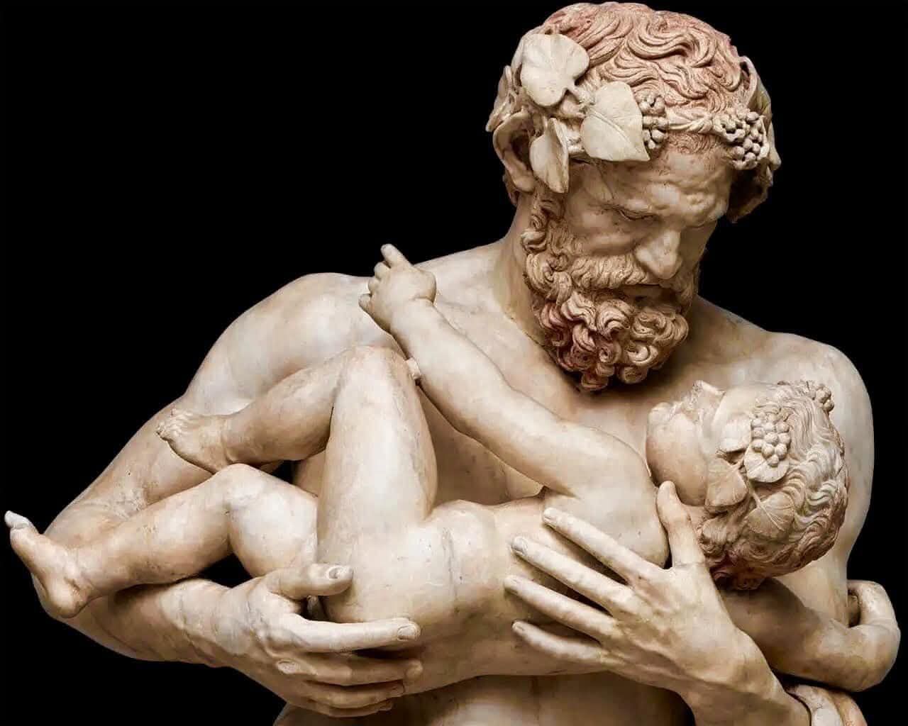 Silenus holding Bacchus