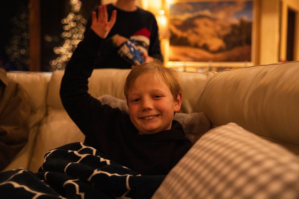Child smiling during Christmas celebration