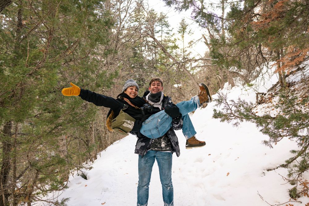 Couple celebrating outdoors