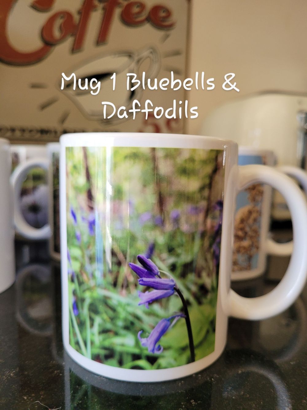 Gift mug mothers day bluebells flowers landscape photography of Spring.