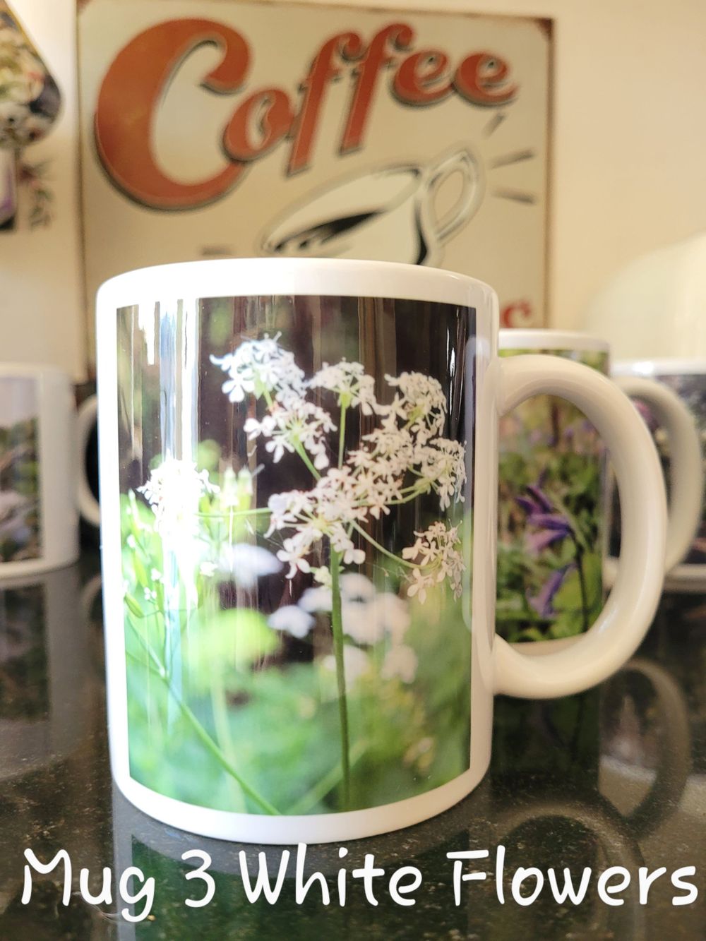 Gift mug mothers day white flowers landscape photography of Spring.