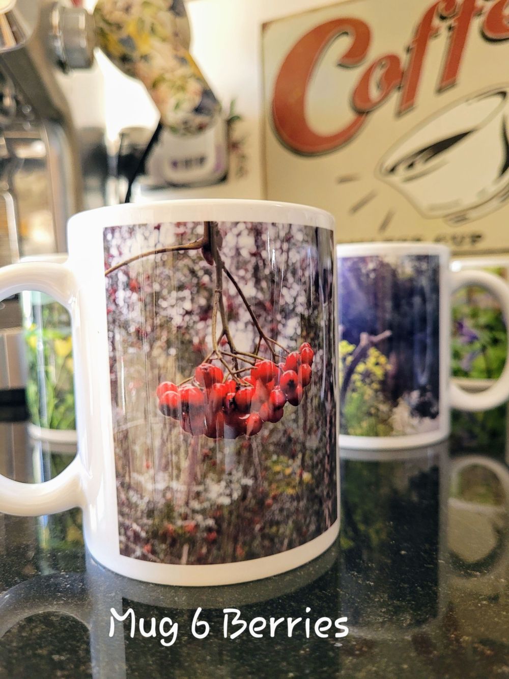 Gift mug mothers day berries landscape photography of Spring.