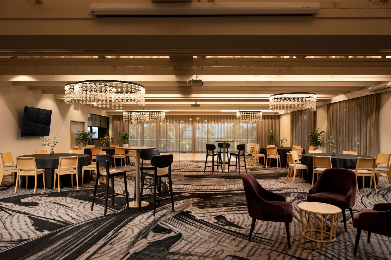 Commercial interior photography highlighting contemporary event spaces and architectural design