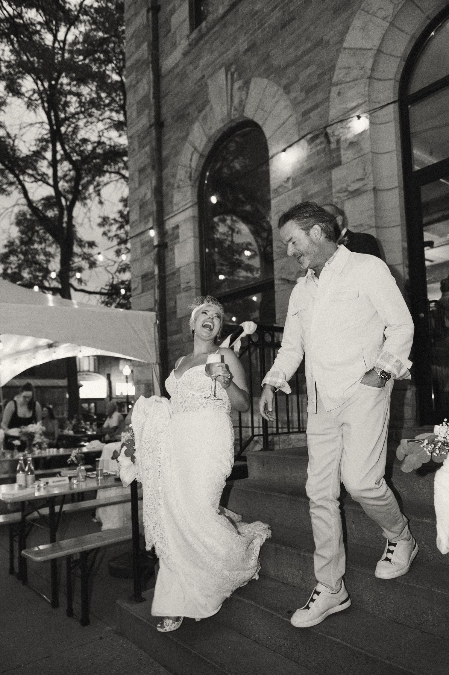 Black and white film wedding photography