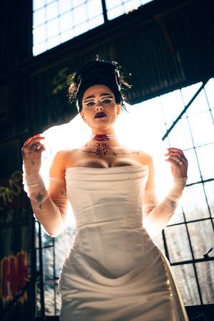 Park City Utah Elopement photography in the mountains. Frankenstein and His Bride. Creative posing and wedding photos on Halloween night