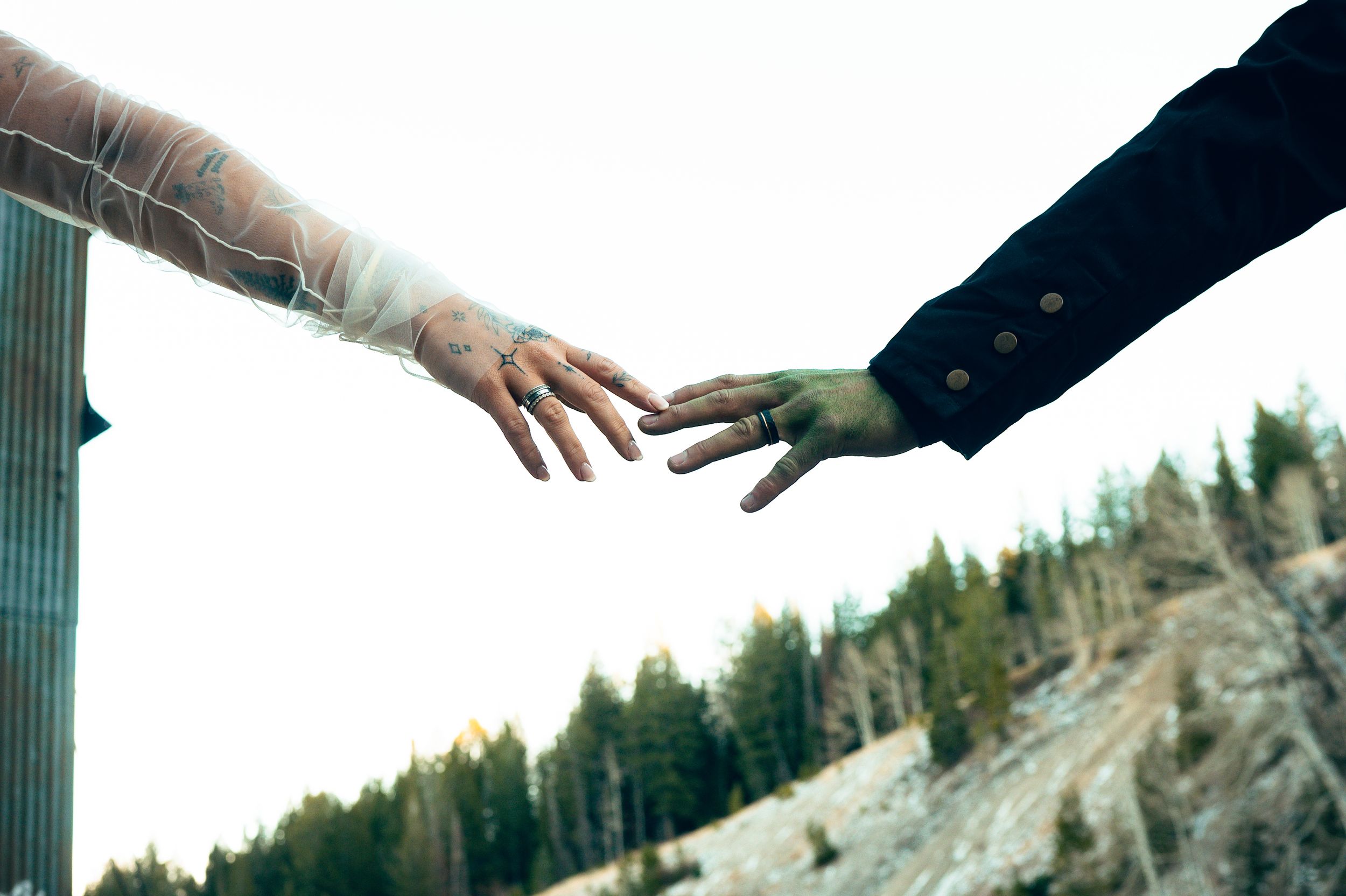 Park City Utah Elopement photography in the mountains. Frankenstein and His Bride. Creative posing and wedding photos on Halloween night