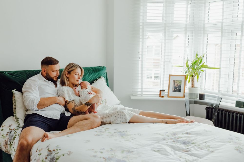 Newborn baby photographed at home in Southampton, relaxed lifestyle newborn photography in natural light