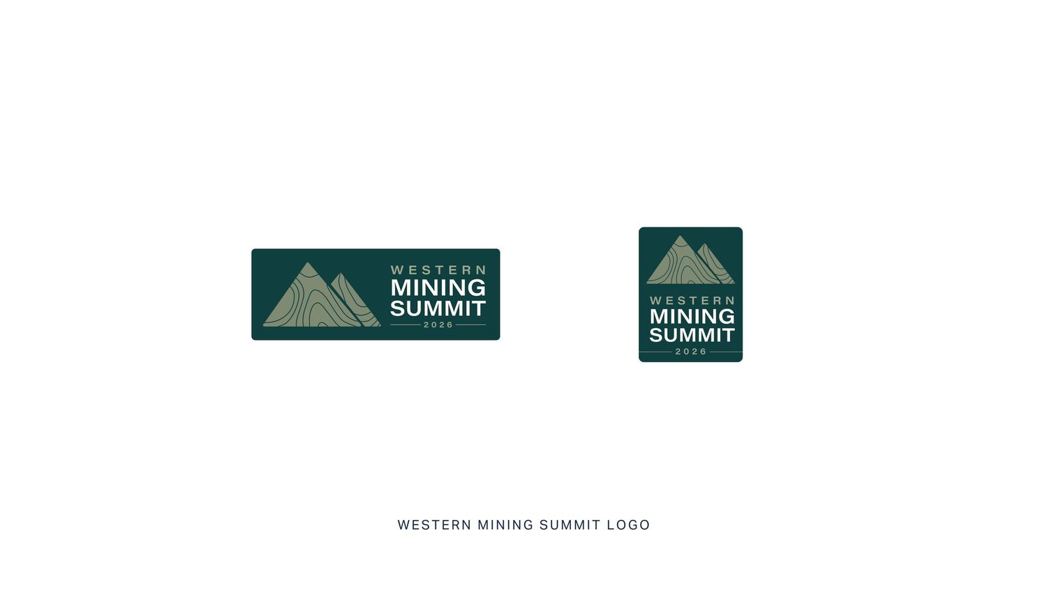Mining summit logo variations in green showing mountain peak designs.