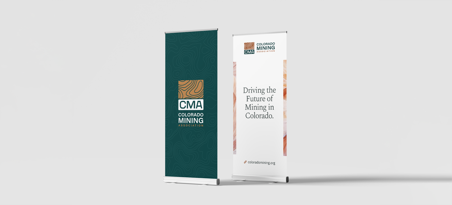 Folder and document mockup displaying corporate branding materials in dark green.