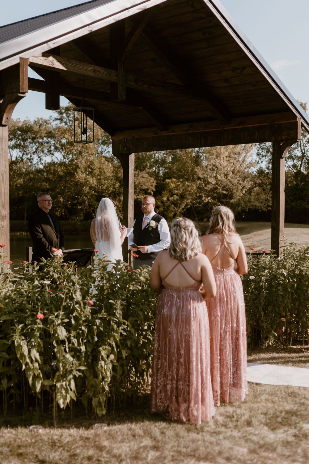 Bride and Groom nuptials summer backyard wedding in Ohio photography by Vicci Photo Dayton Ohio Photographer