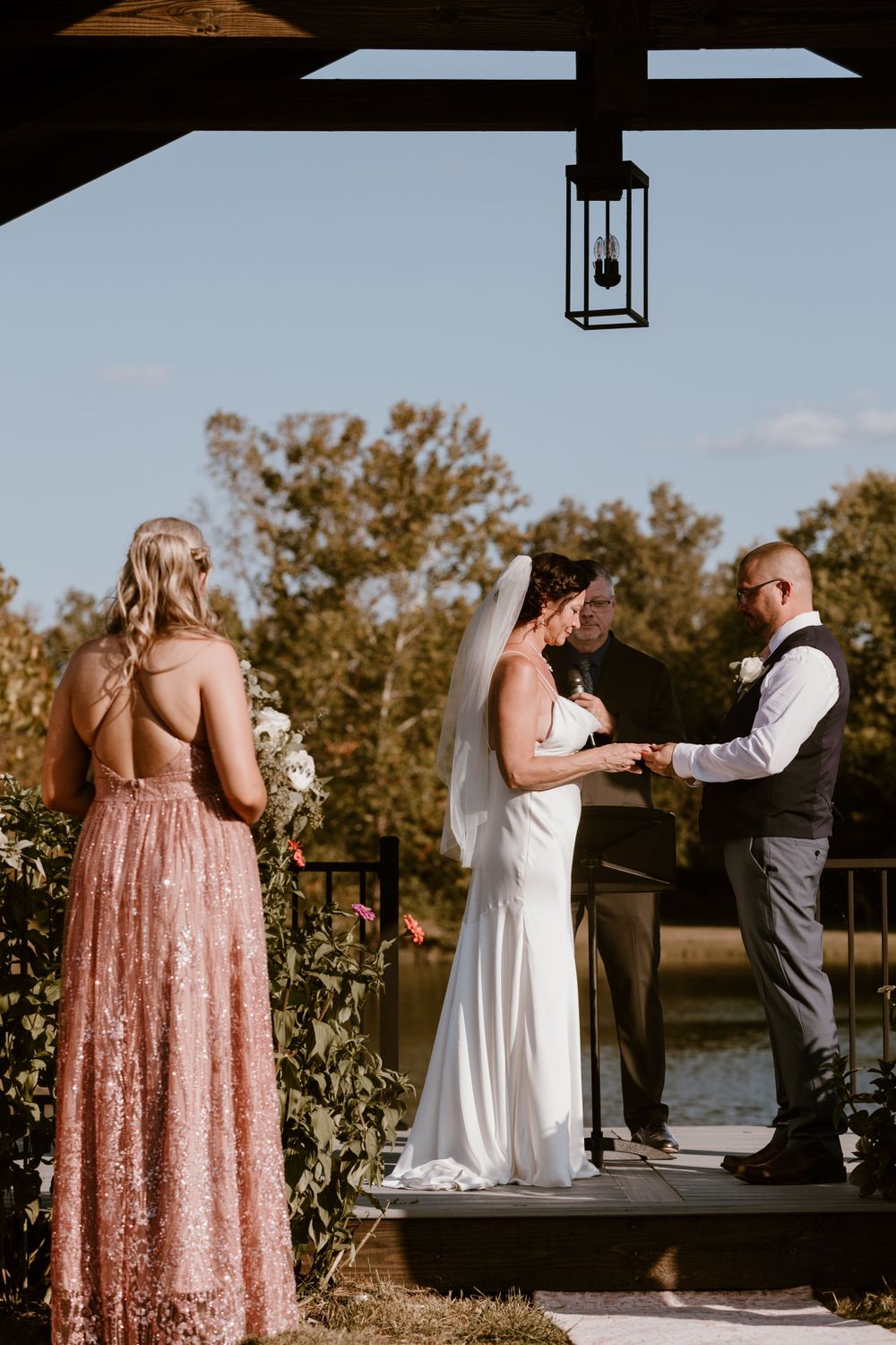 Bride and Groom nuptials summer backyard wedding in Ohio photography by Vicci Photo Dayton Ohio Photographer