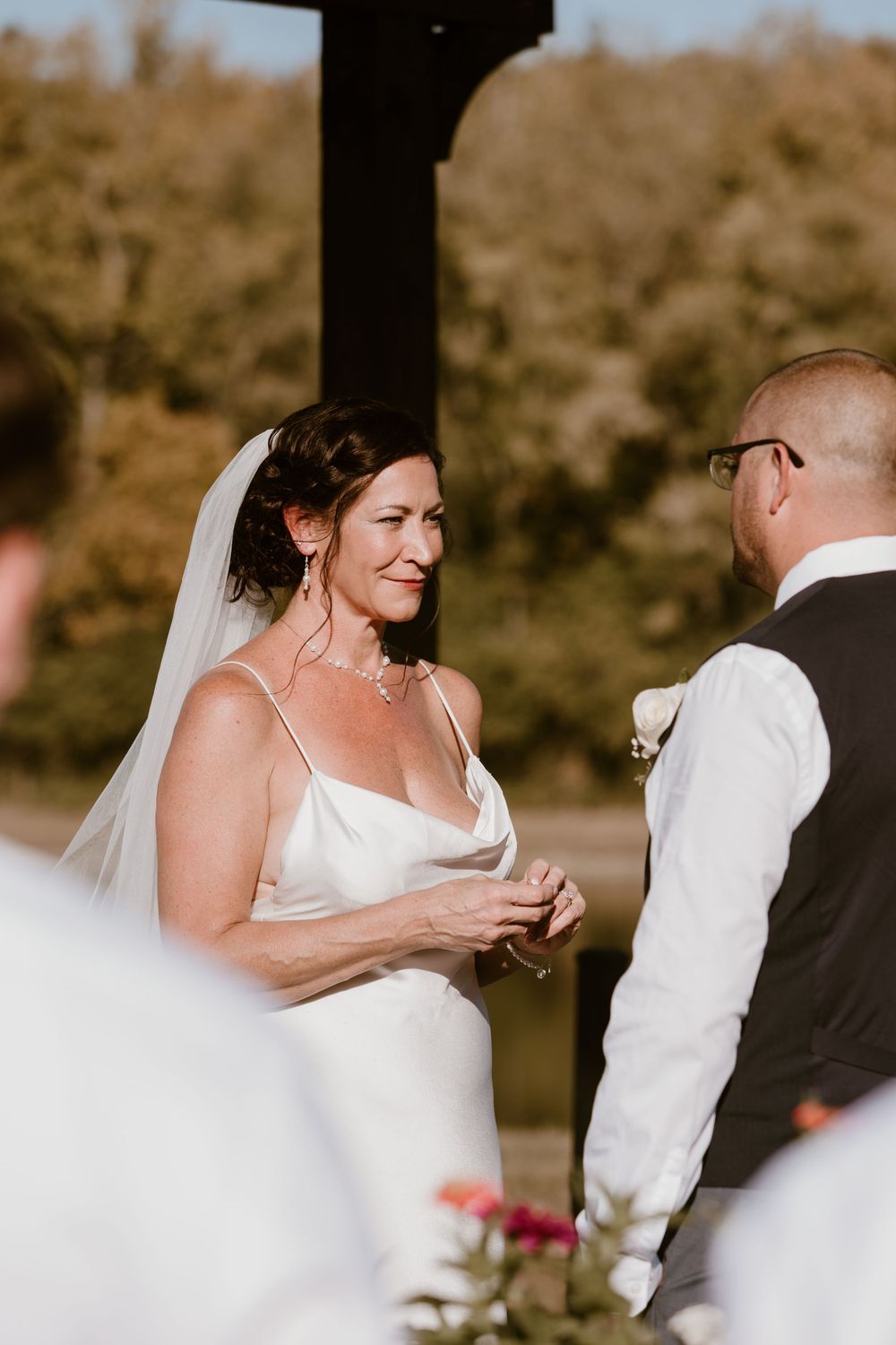 Bride and Groom nuptials summer backyard wedding in Ohio photography by Vicci Photo Dayton Ohio Photographer