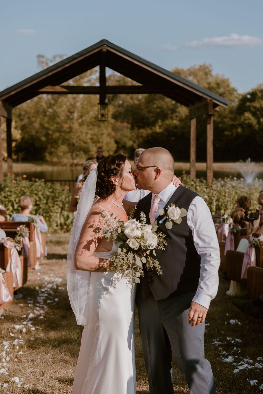 Bride and Groom summer backyard wedding in Ohio photography by Vicci Photo Dayton Ohio Photographer