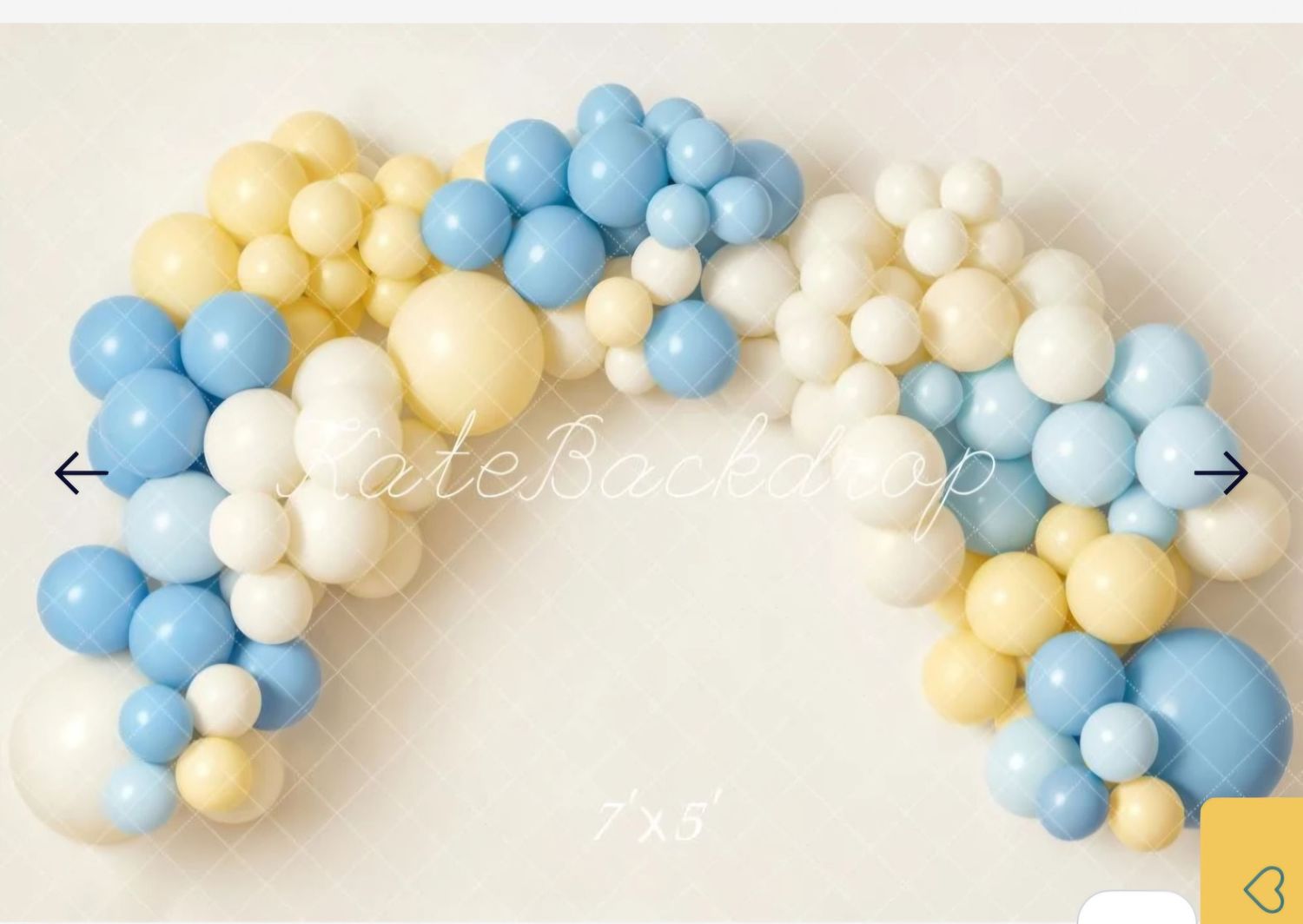 Blue, yellow, and white balloon garland arch decoration for parties or photo backdrops, 7x5 ft.