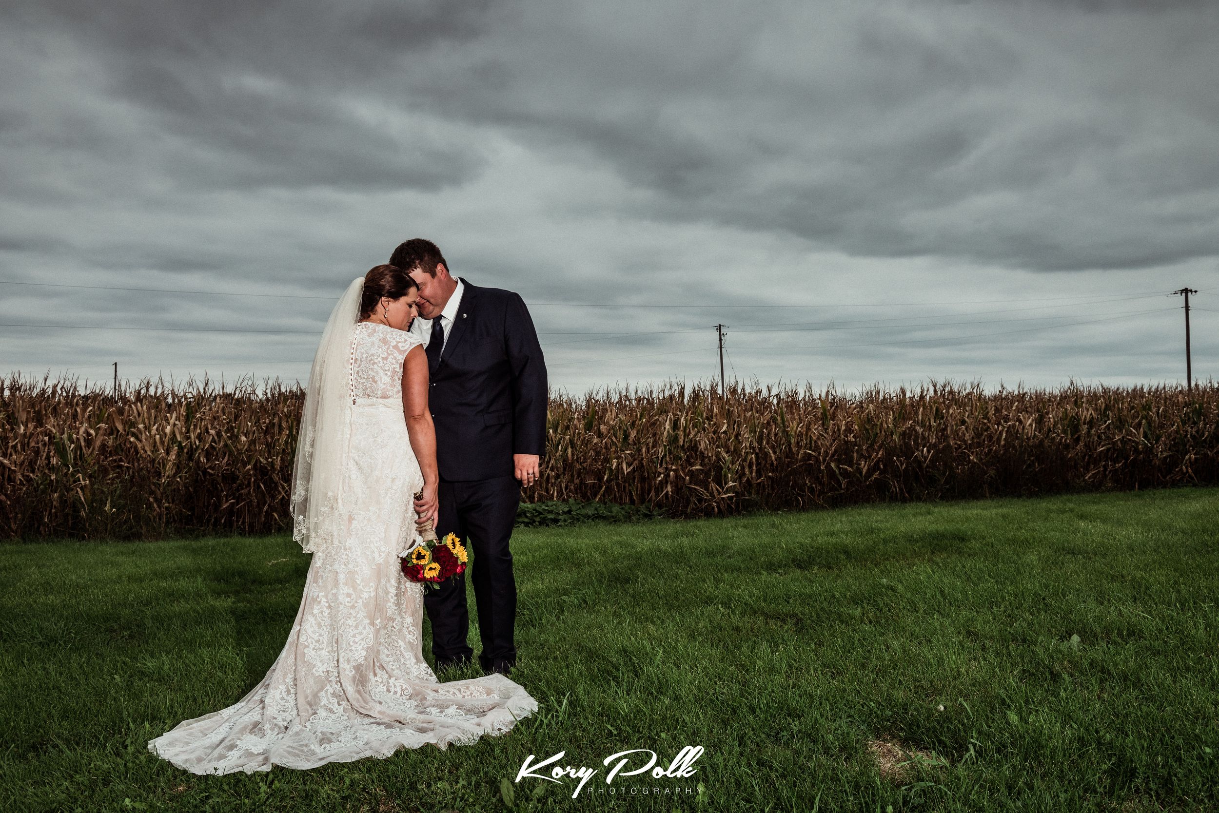 moody wedding photo iowa corn