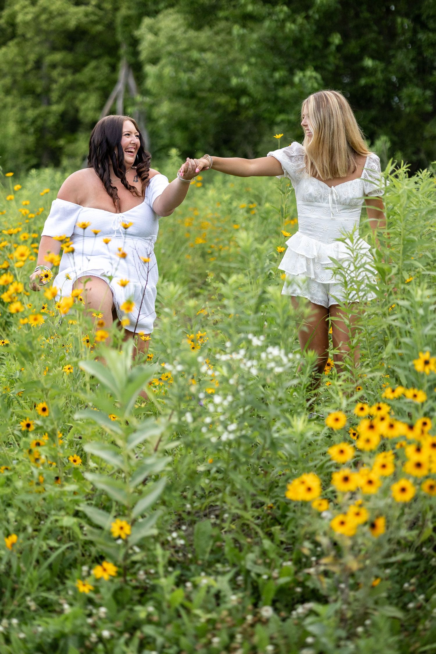Springfield, Il photographer captures sisters together in a wildflower field at Centennial Park in Central Il