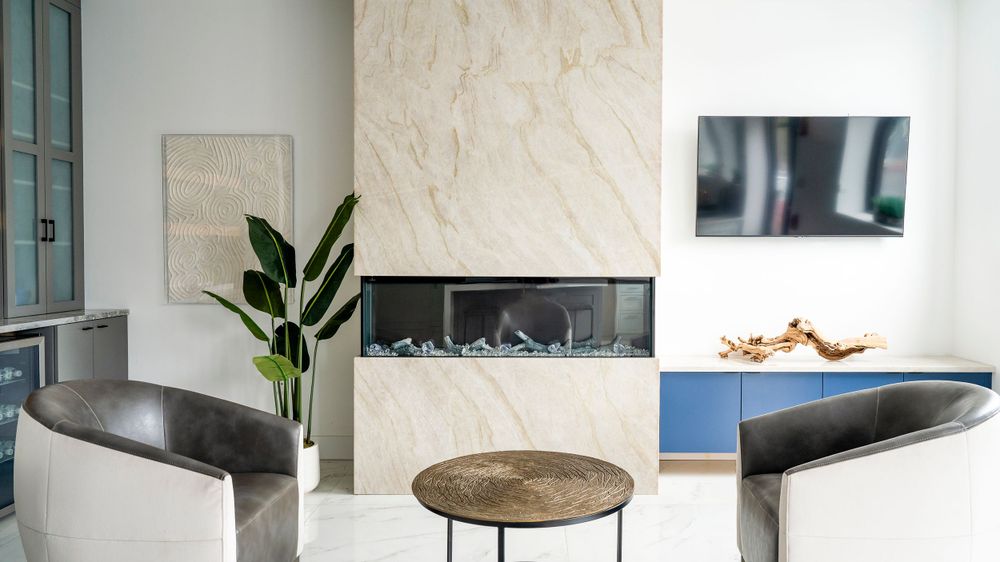 floor to ceiling marble fireplace modern design