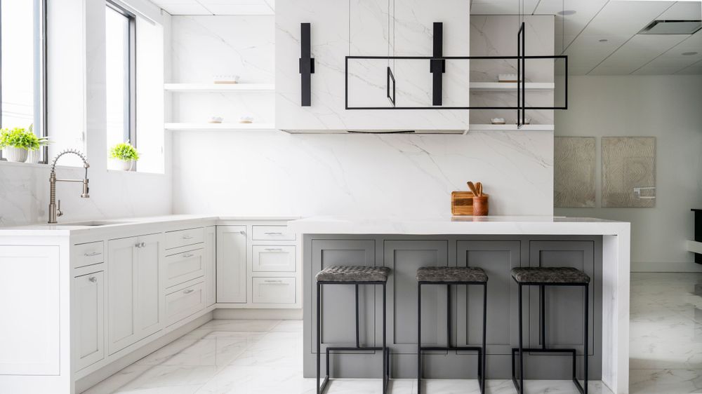 modern kitchen white and grey