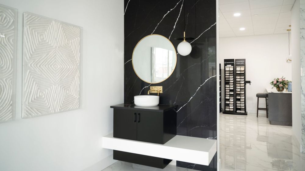 bathroom vanity black and white