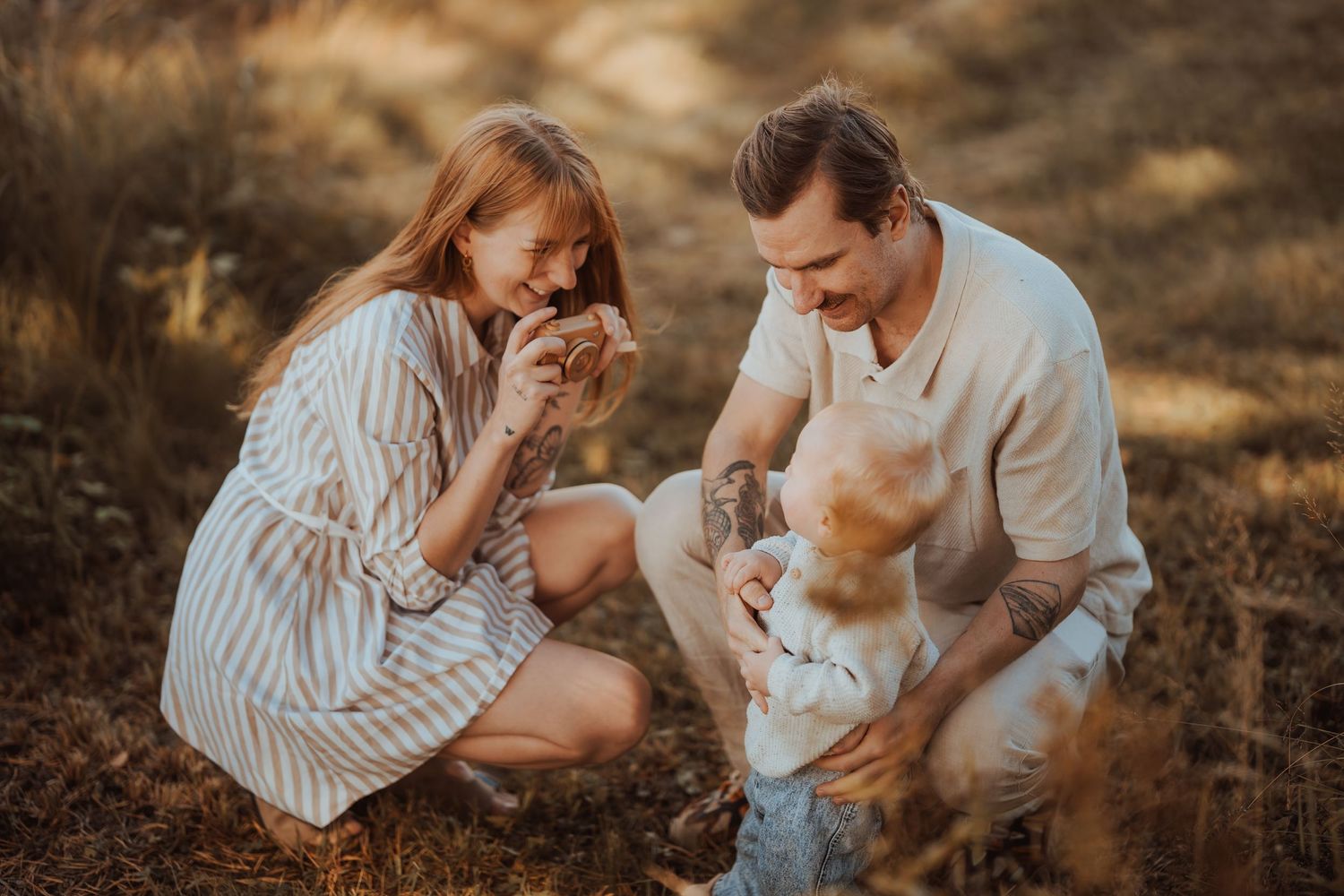 A collection of family photos displayed in a warm-toned collage with balloons and outdoor settings.