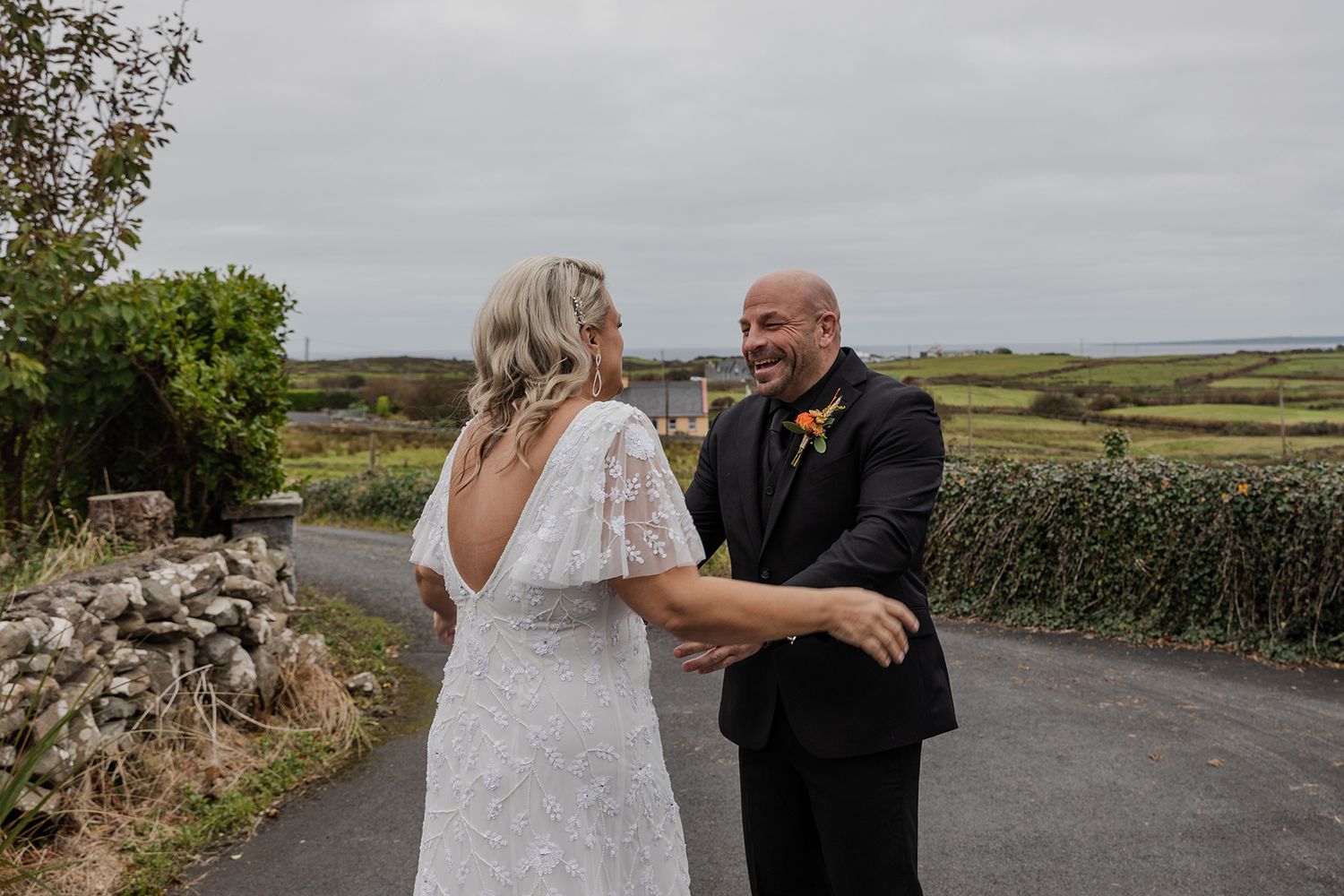 Emotional first look moment in Doolin, County Clare.