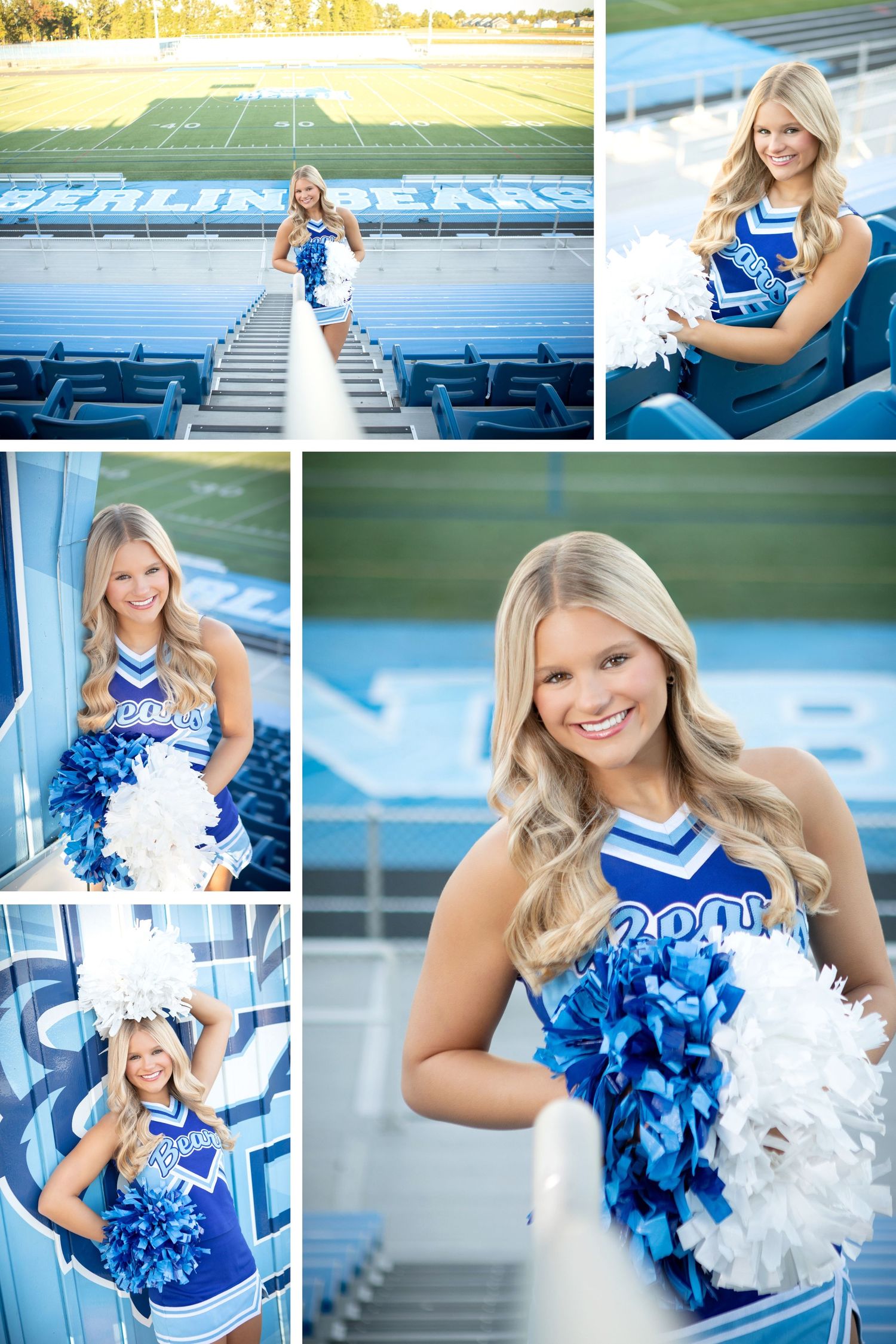 Olentangy Berlin senior pictures.  Cheerleading senior pictures. Football cheerleading pics. Cheerleading pics in stadium.
