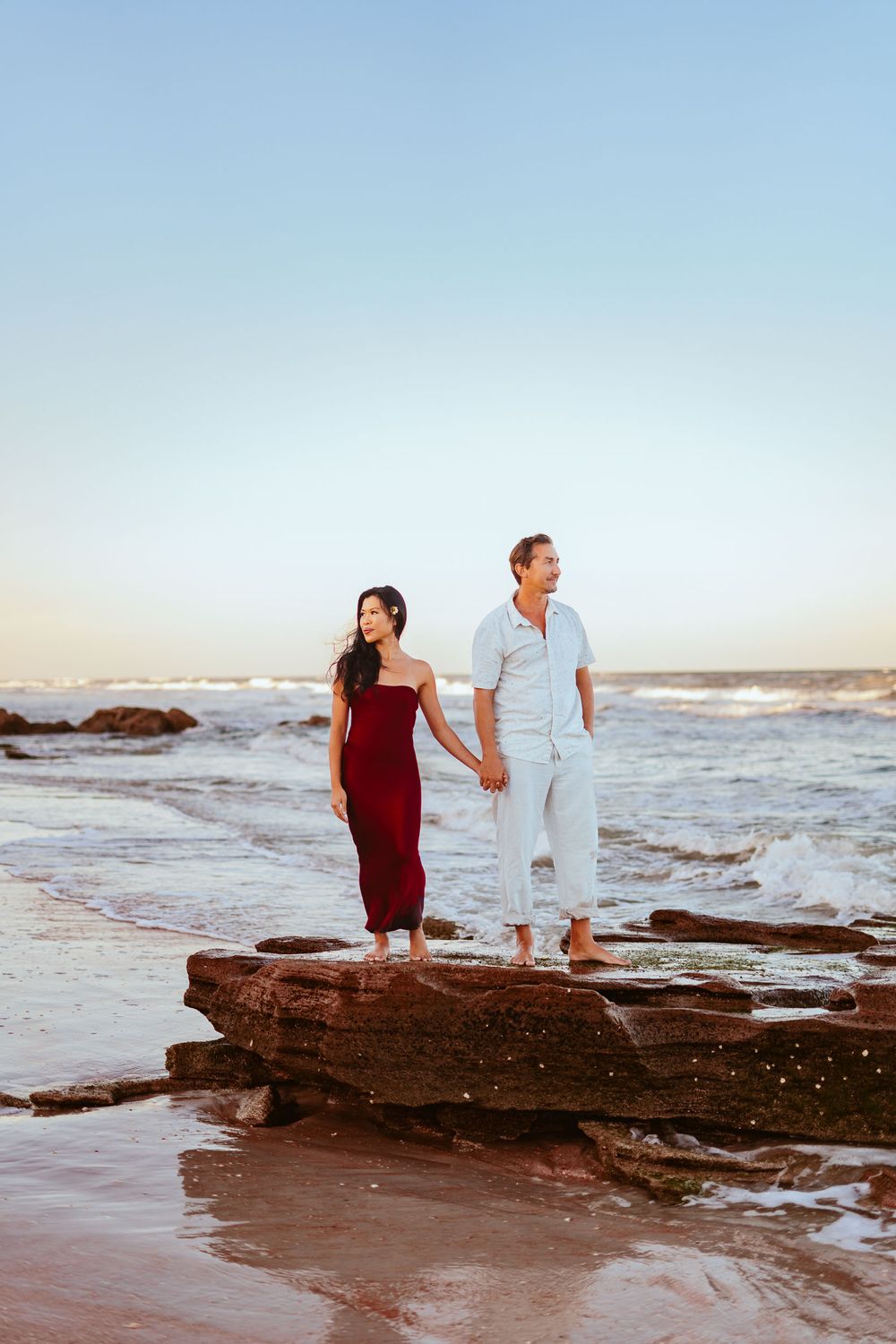 Beach photography session at River to Sea Preserve Marineland Florida northeast Florida photographer. Couples photoshoot on the beach.