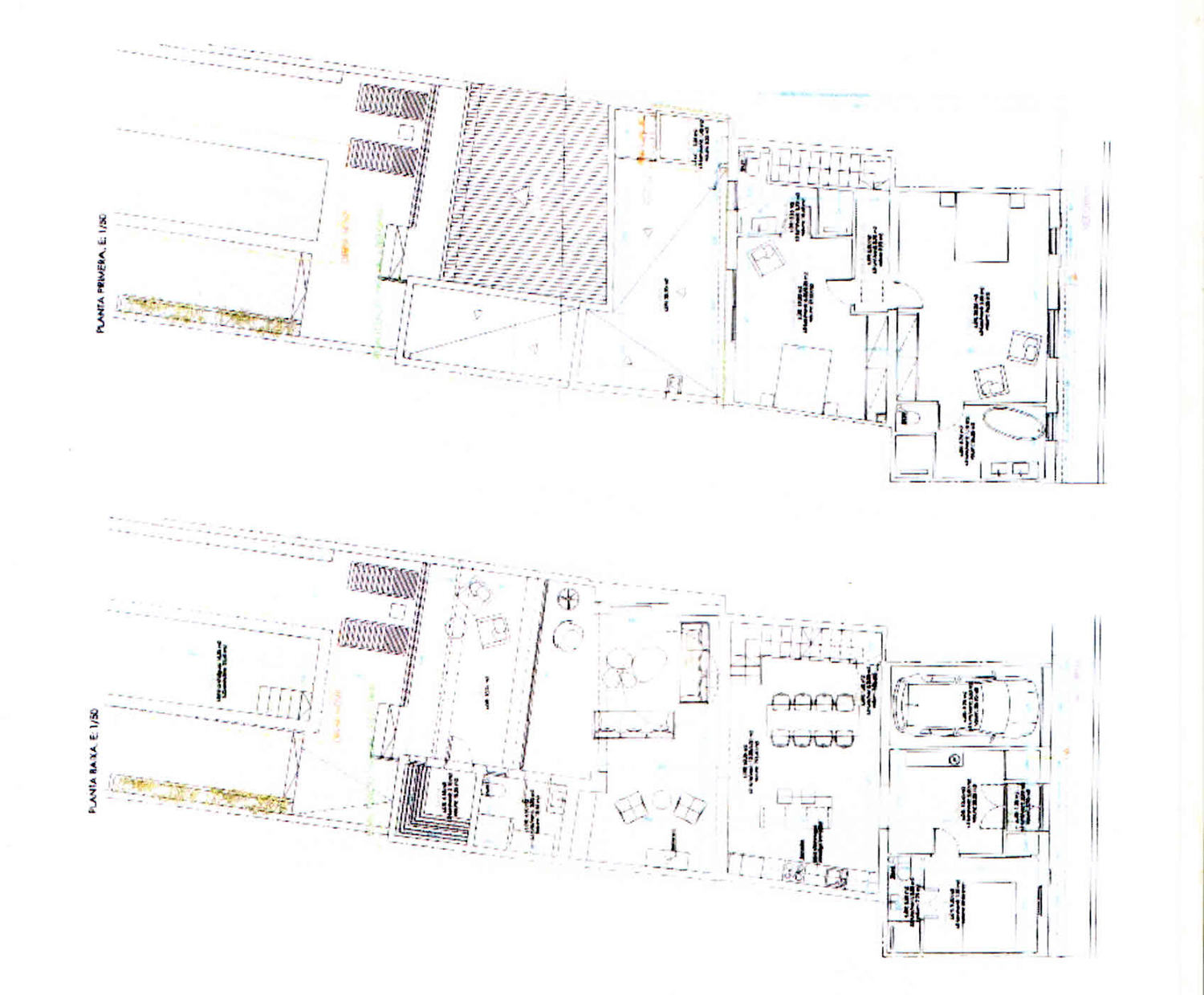 Detailed floor plan sketches showing interior layout and spatial arrangement of rooms.