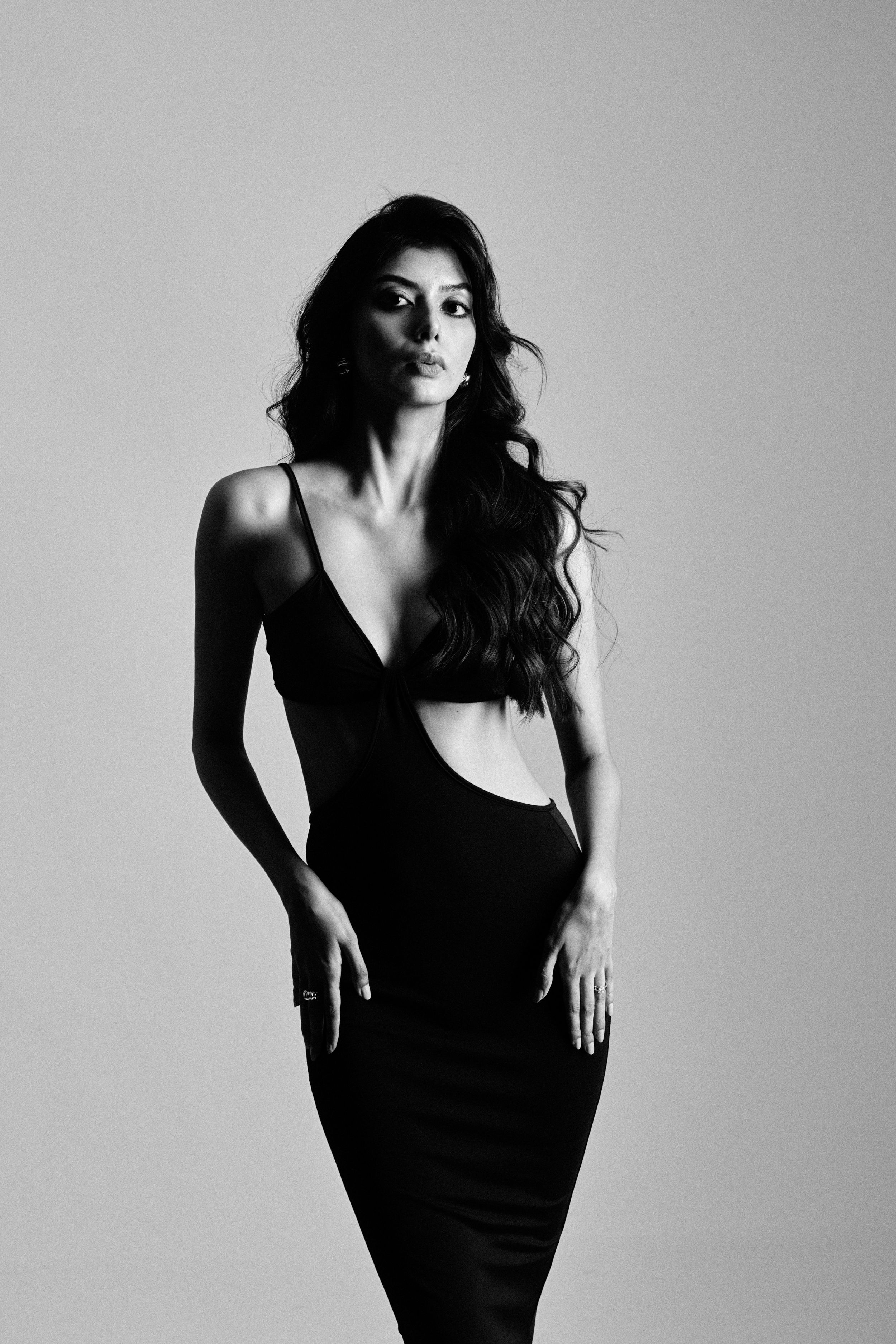 monochrome model posing