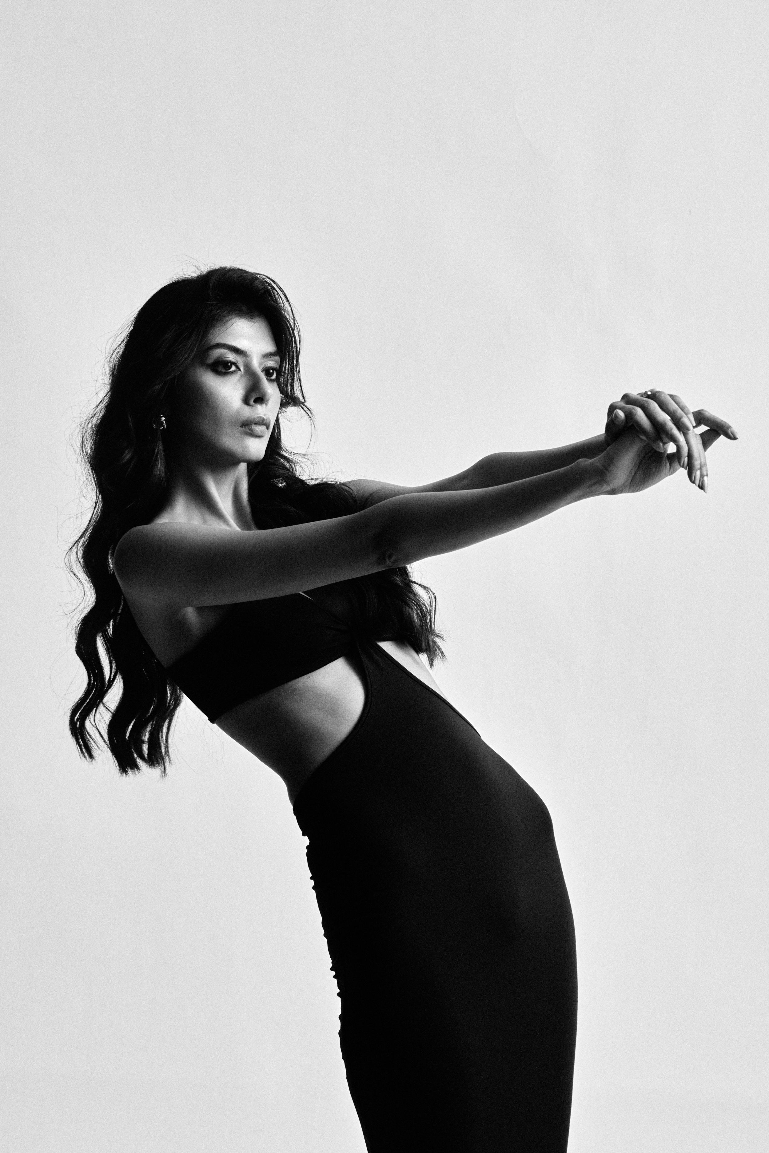 monochrome model posing