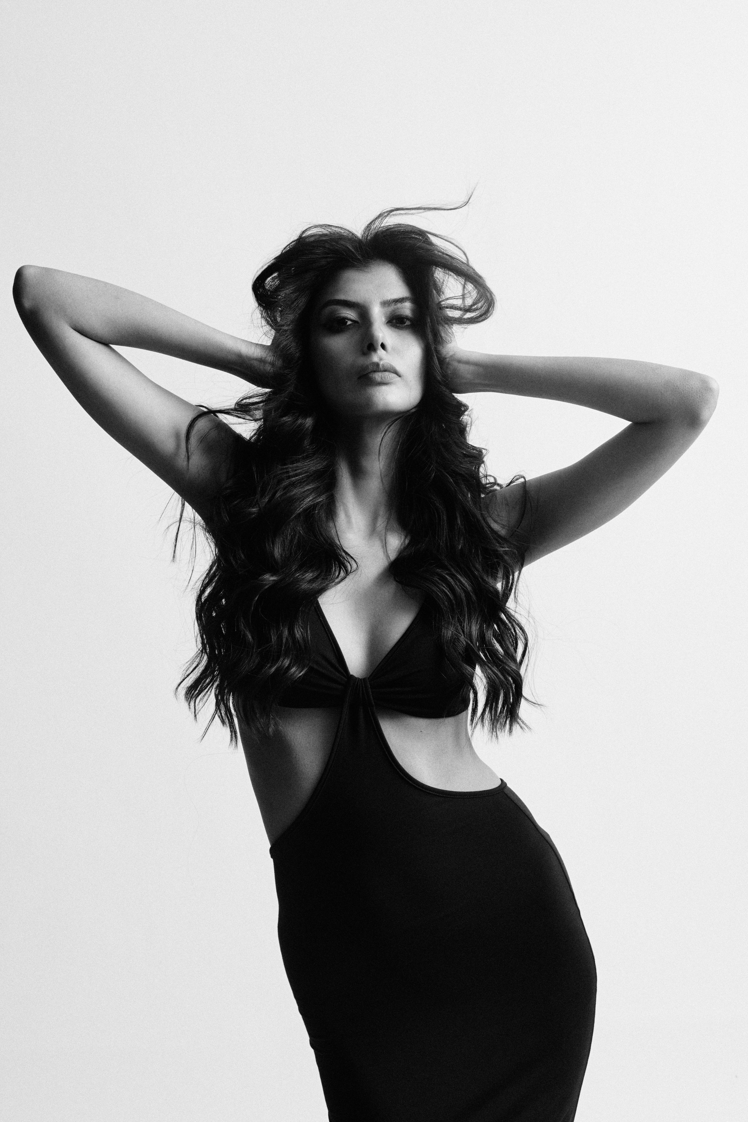monochrome model posing