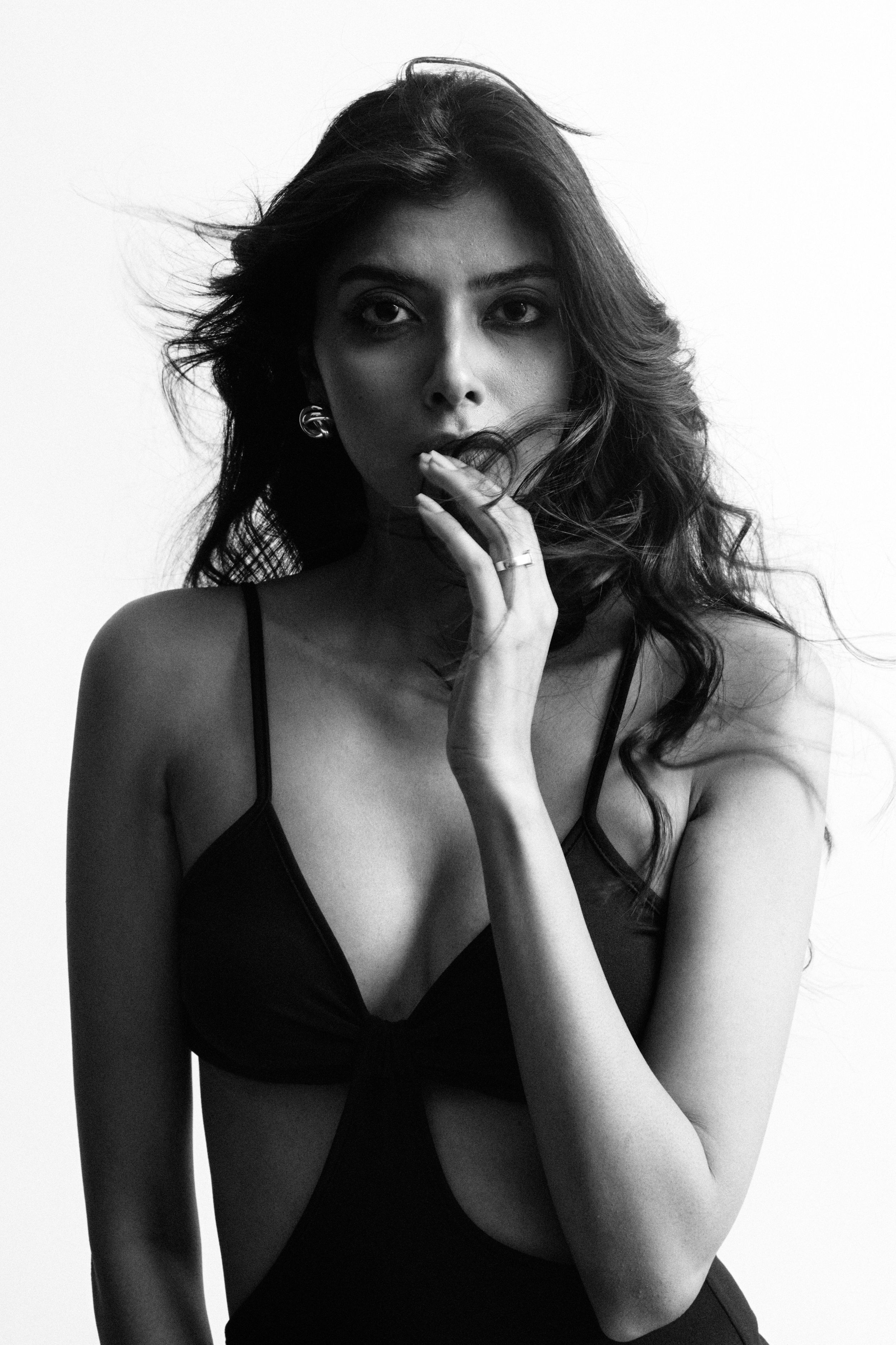 monochrome model posing