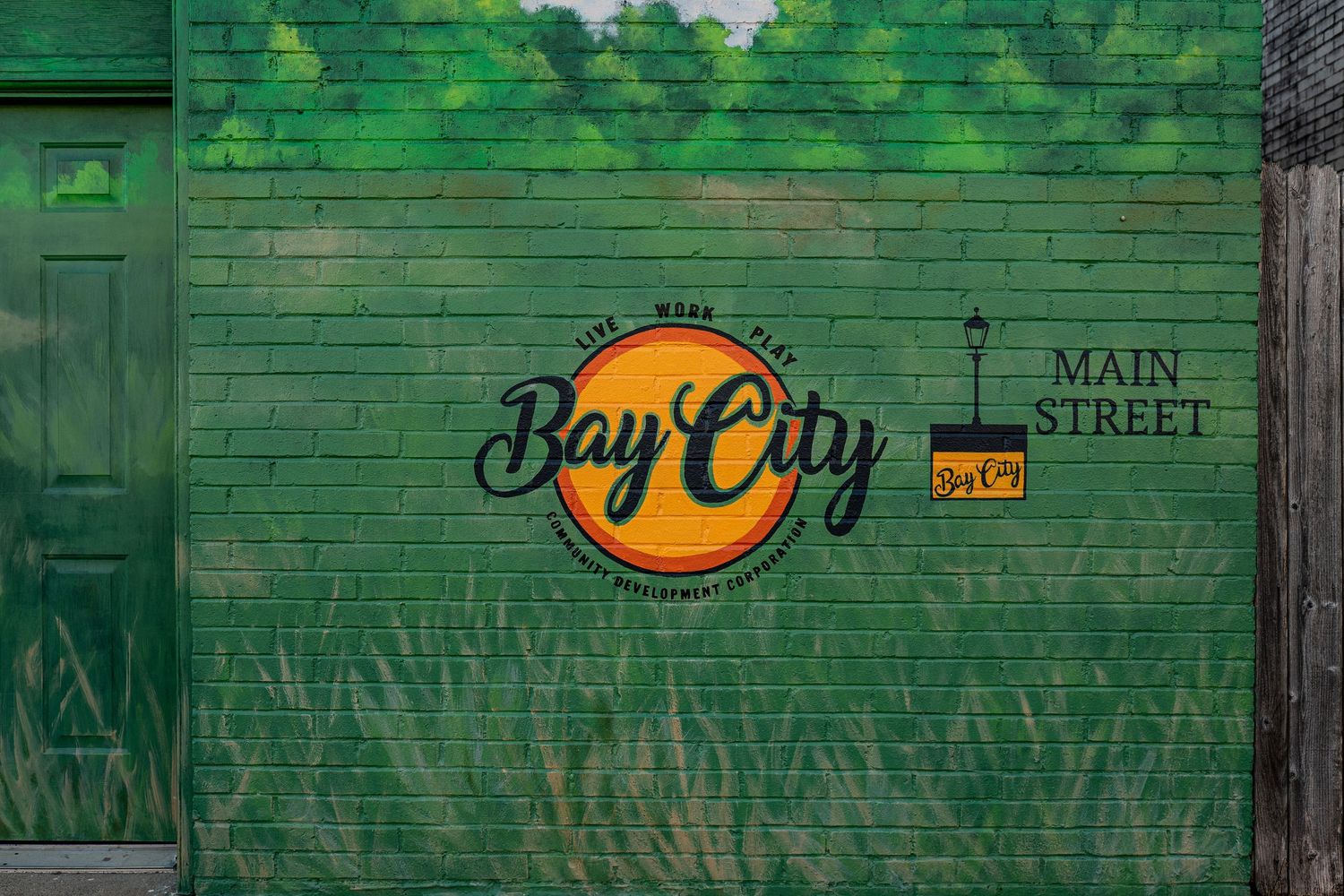 Bay City Main Street art in branding session.