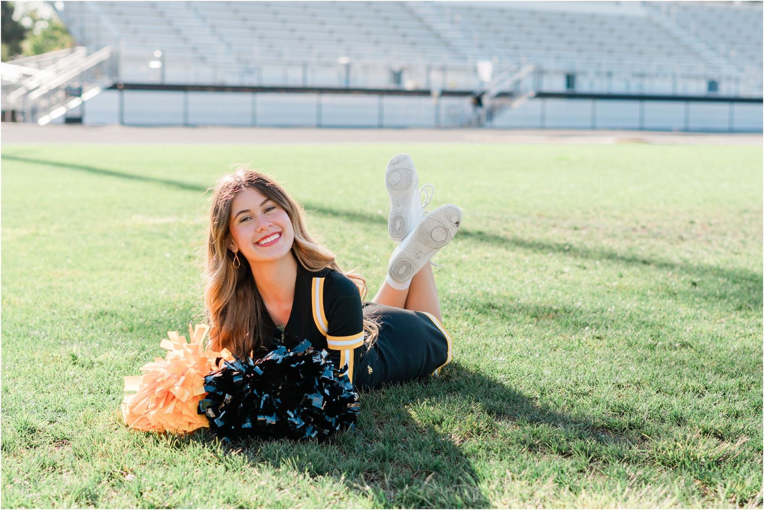 san luis obispo high varsity cheer fall team photos at Holt stadium