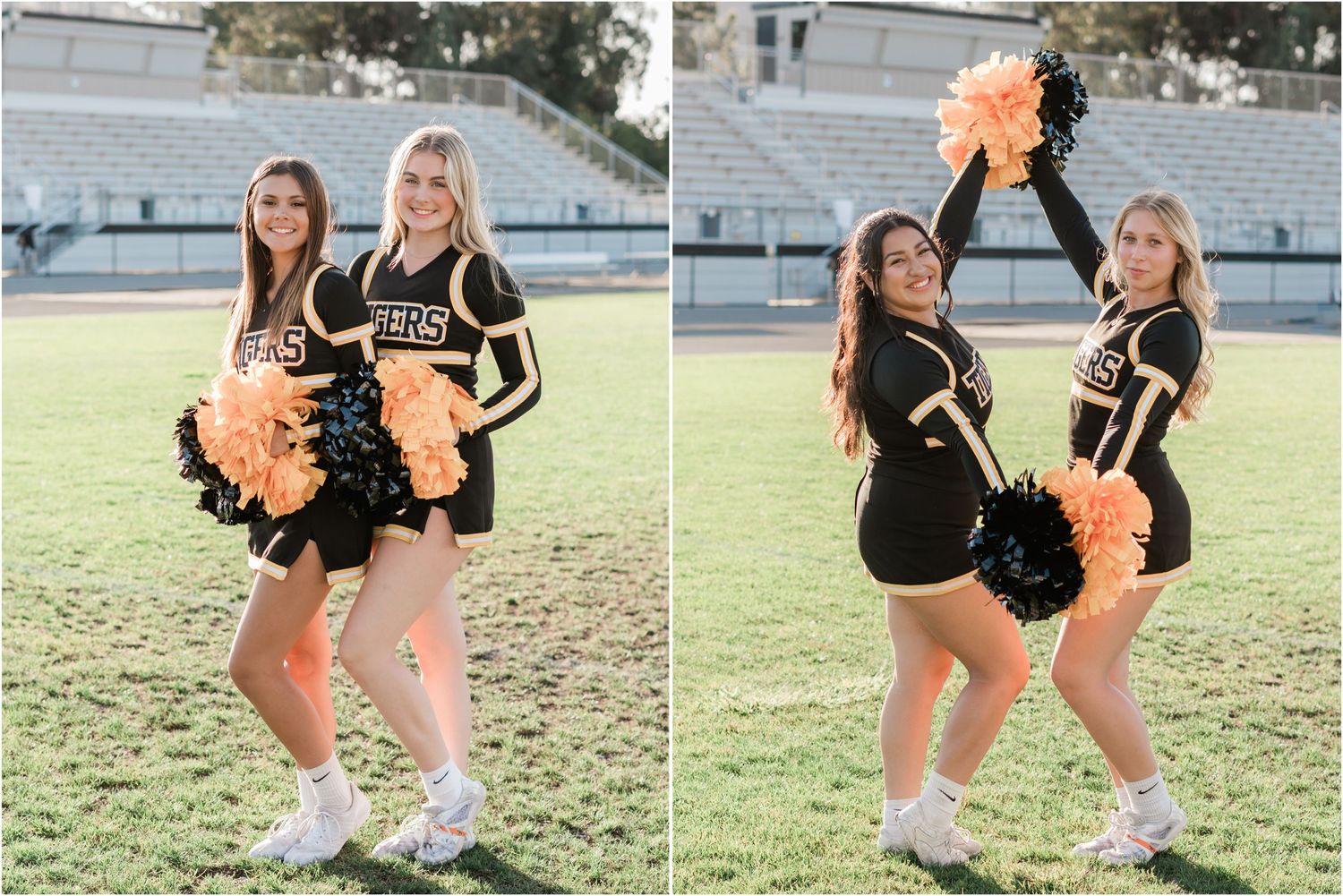 SLO High Varsity Cheer photos on football field, team photos