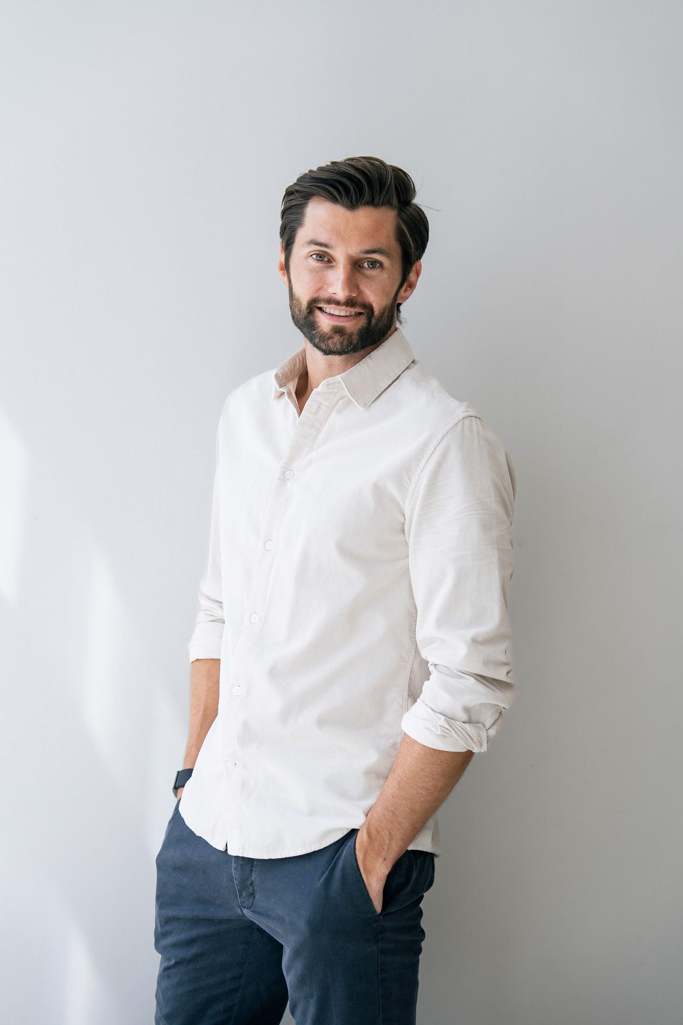 Lifestyle branding headshot against minimalist background