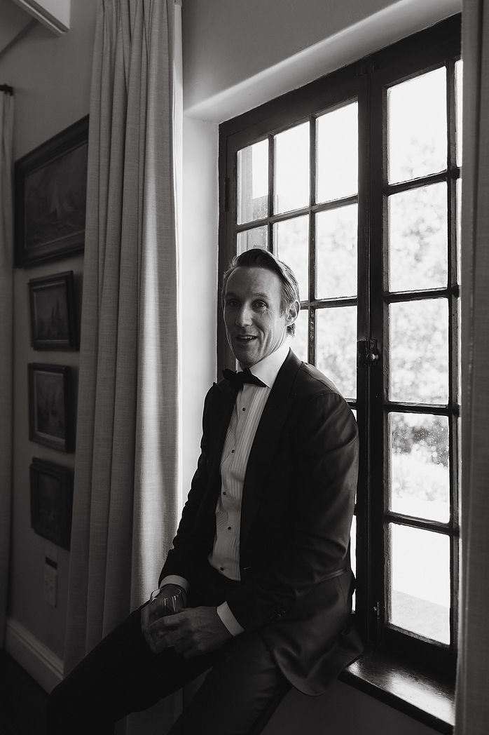 Groom getting ready before wedding