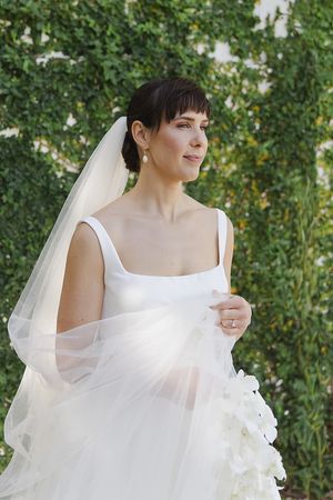 Bride ahead of the ceremony in her Justina Alexander gown