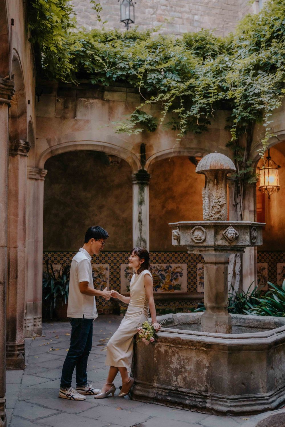 Soft focus photography style for romantic engagement session.