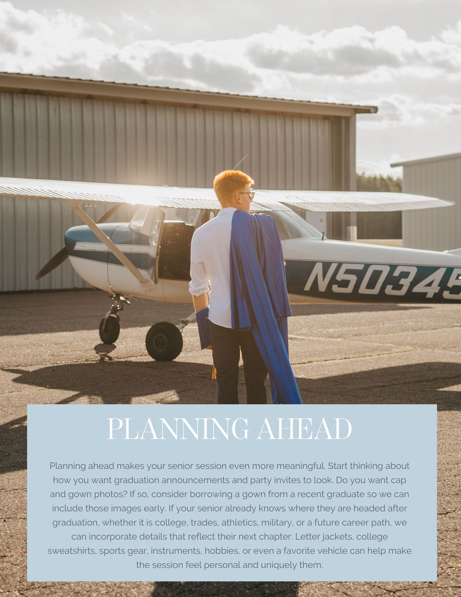 senior grad photos with airplanes