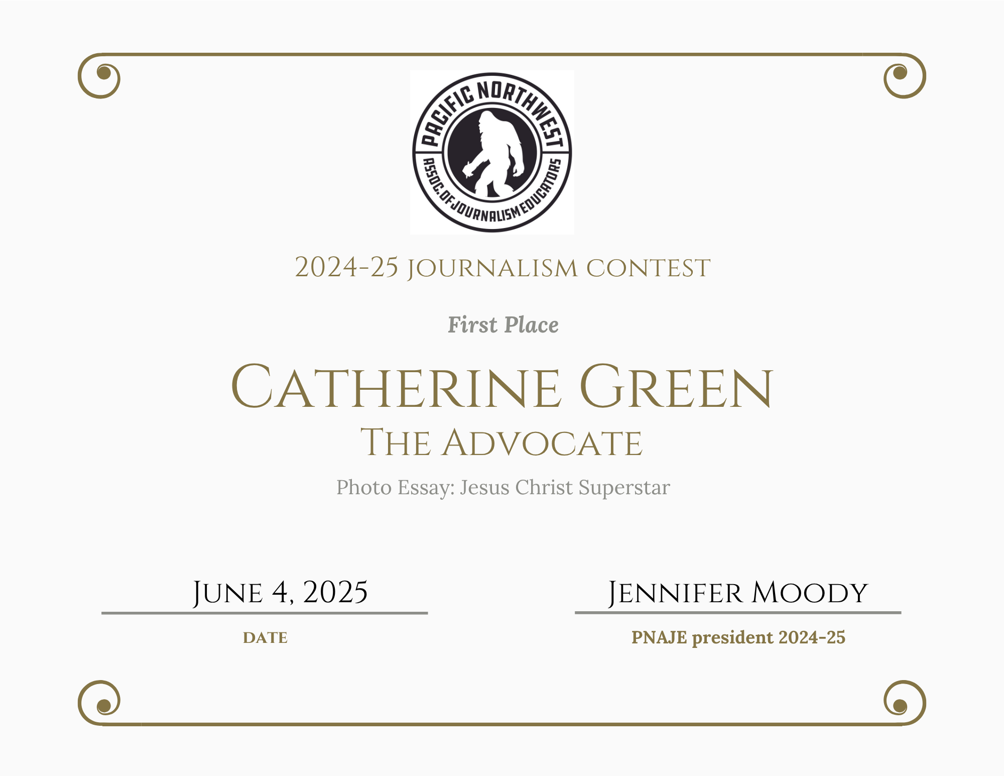 TWO-YEAR P.N.A.J.E. AWARDS,  2025