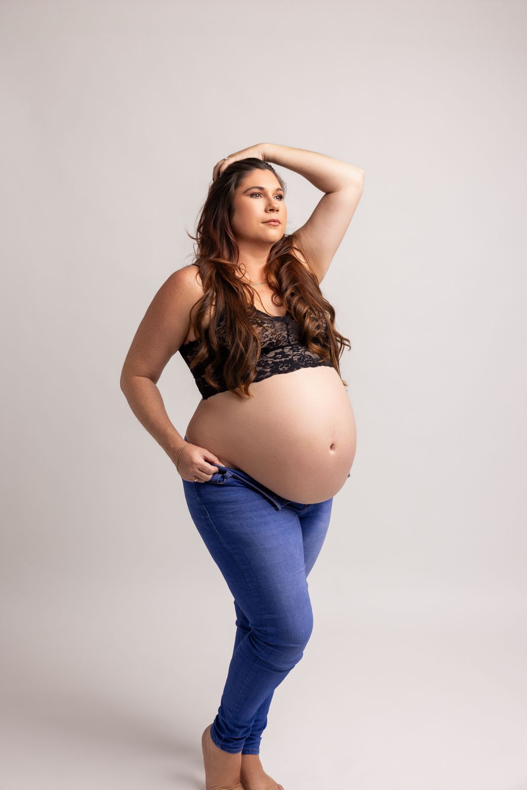 Studio maternity photography celebrating pregnancy and motherhood in Warkworth.