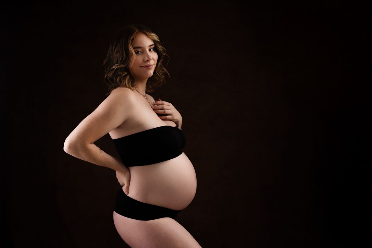Professional maternity photography session in Warkworth, capturing the beauty of pregnancy