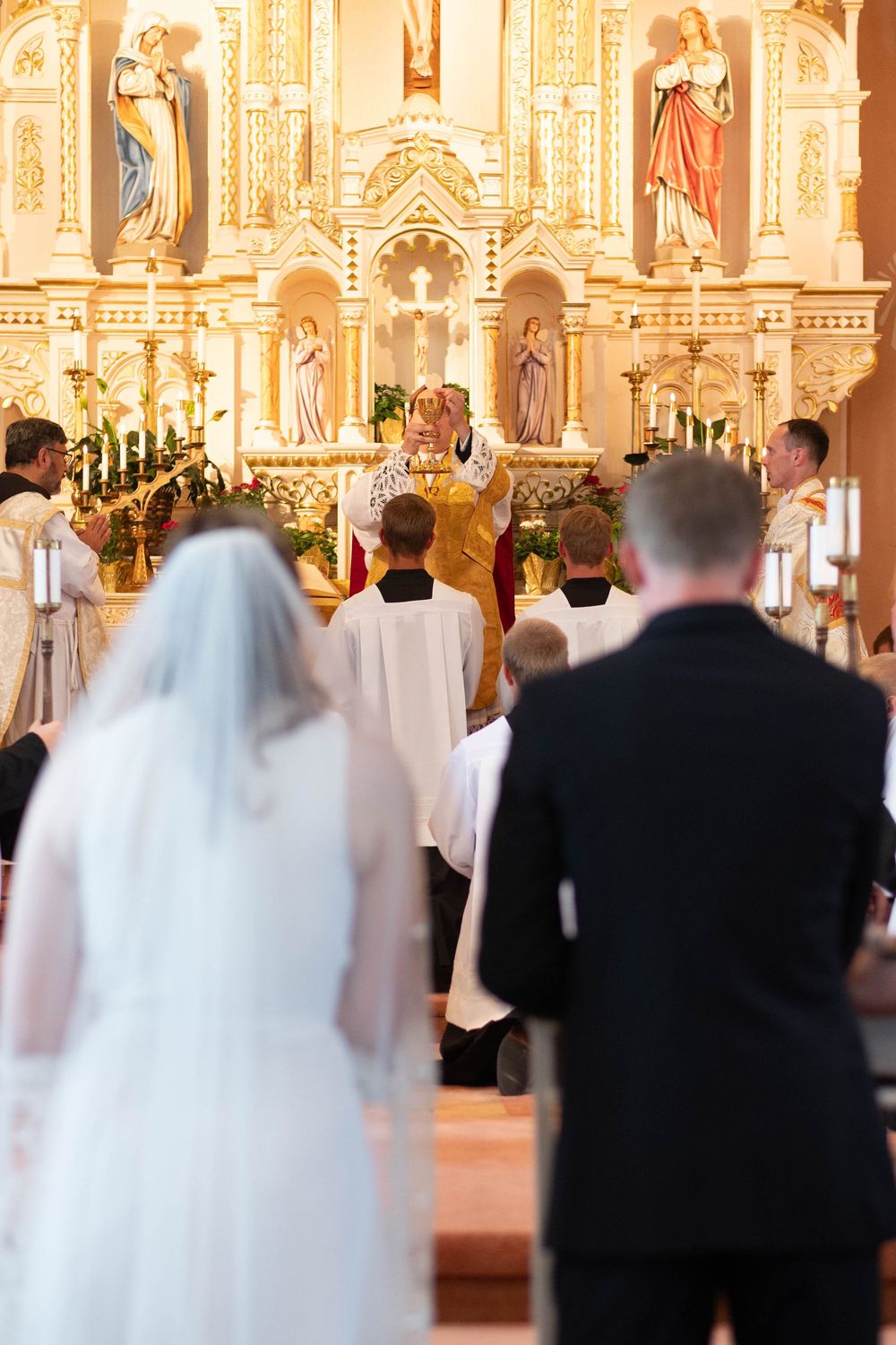 wedding photographer, St. Charles, Illinois, Edwardsville, St. Louis, Catholic Church, Sacrament, candid, mass, bride and groom
